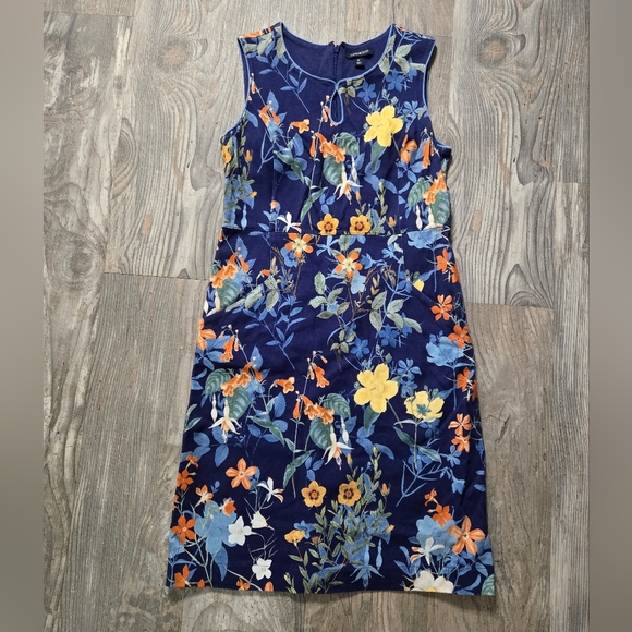 Lands' End womens sz 10 blue Botanical shift dress - Picture 1 of 11